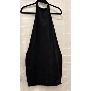 Skims Cotton Twist Halter Mini Dress Black Soot NWT Size XL Backless Bodycon